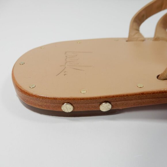 Beek Lory Slide Flat SANDALS Size 5 Platinum Beach Leather Studs NEW $295 - Picture 8 of 14